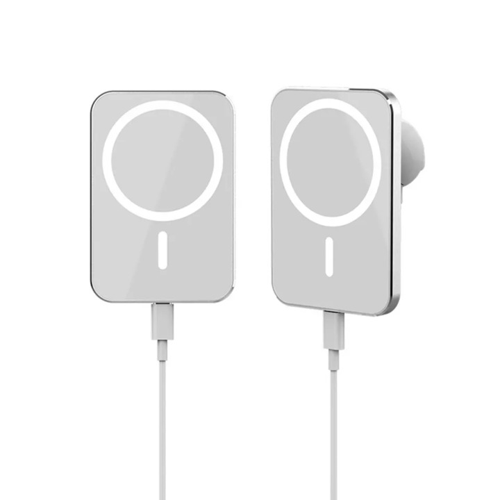 PremiumCell autós tartó MagSafe 15W vezeték nélküli töltéssel, gyorstöltés kompatibilis iPhone 13/13 Pro/12/12 Mini/12 Pro/12 Pro telefonnal, fehér