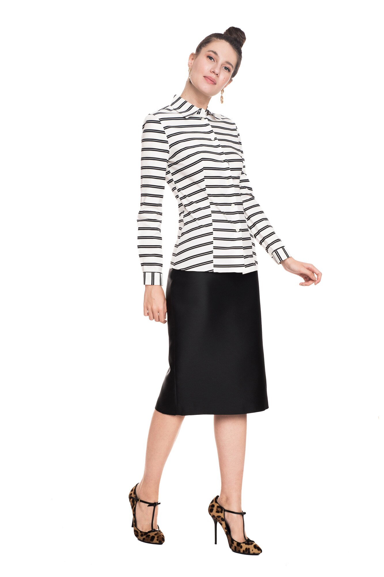 Camasa alba din bumbac in dungi, Prada