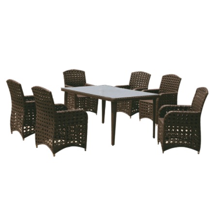 Set MODENA mobila terasa,gradina din ratan 7 piese masa dreptunghiulara 150x100x70cm si 6 scaune cu brate
