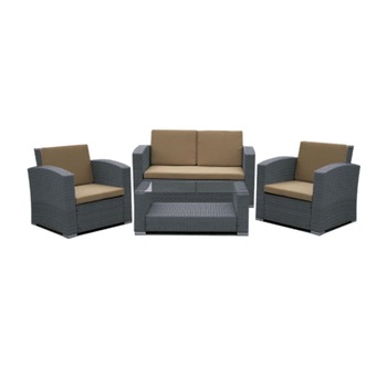 Set mobila terasa,gradina din ratan 4 piese masa, canapea si 2 fotolii culoare gri Set mobila terasa,gradina din ratan 4 piese masa, canapea si 2 fotolii culoare gri