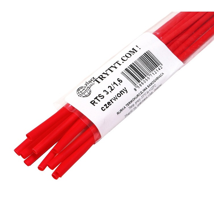 Tub termocontractabil RTS 3,2/1,6 rosu 1 metru 10 buc