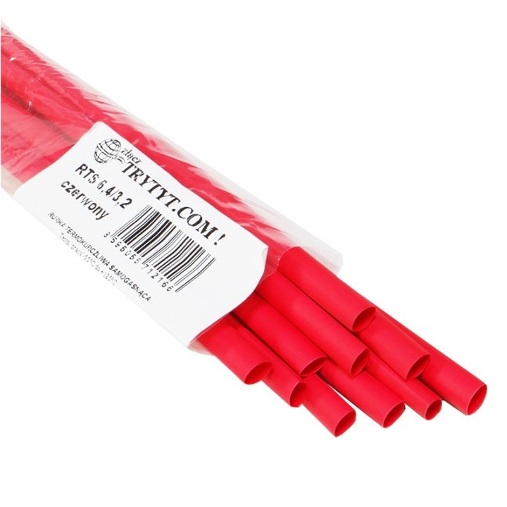 Tub termocontractabil RTS 6,4/3,2 rosu 1 metru 10 buc