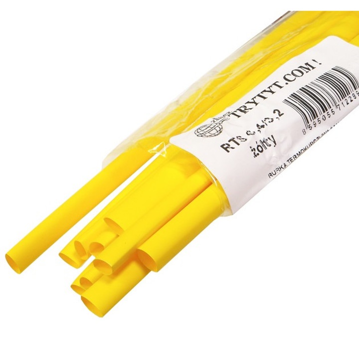 Tub termocontractabil RTS 6,4/3,2 galben 1 metru 10 buc
