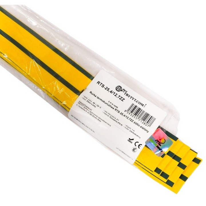 Tub termocontractabil RTS 25,4/12,7 galben-verde 1 metru 5 buc