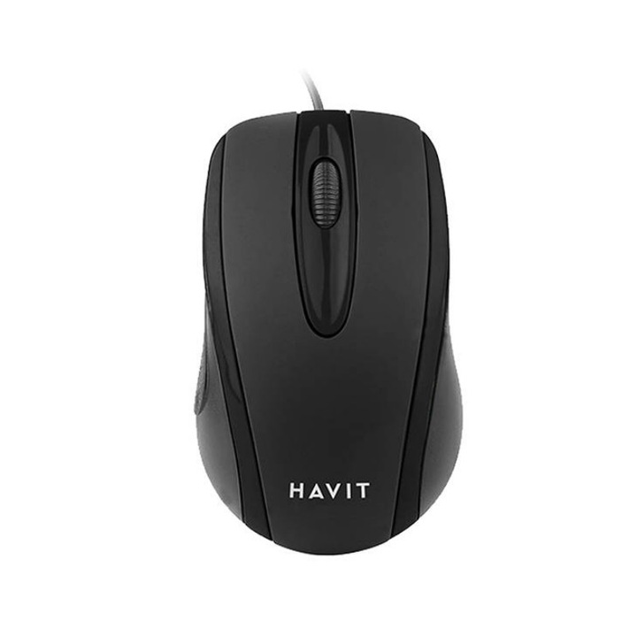 Мишка Havit, MS753, Кабелна, USB, 1000 DPI, 3 бутона, Универсална, Черна