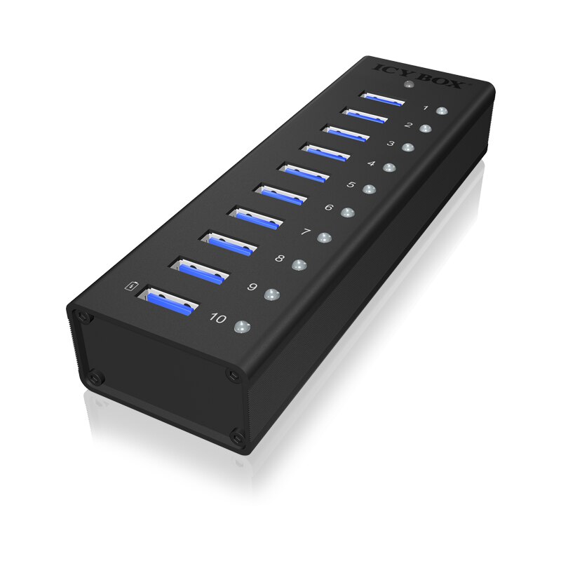 Hub USB Raidsonic IB-AC6110, 10 x USB 3.0 Negru