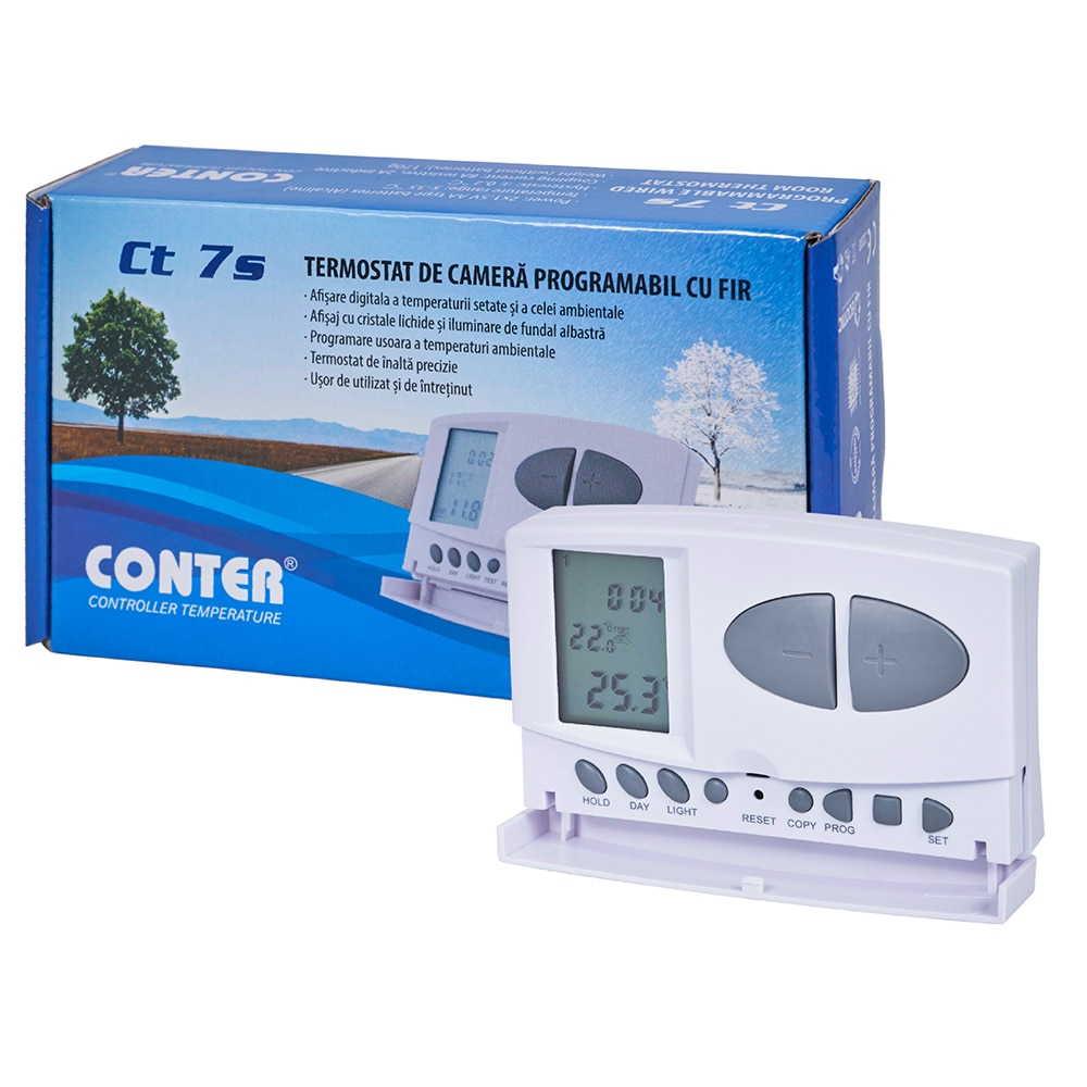 Turns into Damp Commotion Termostat electronic programabil Conter CT7S, cu fir - eMAG.ro