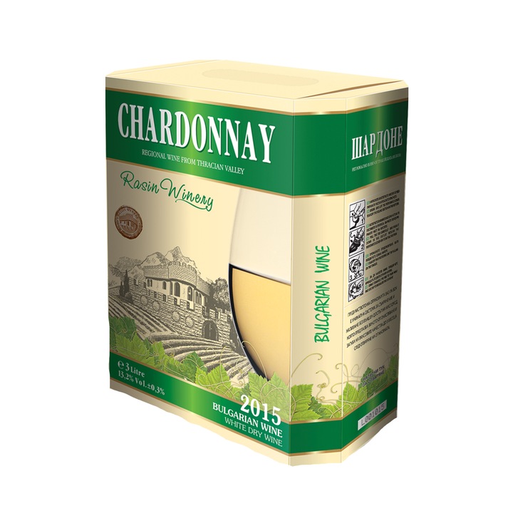 Бяло вино Rasin Winery, Шардоне, Bag in Box, 3л