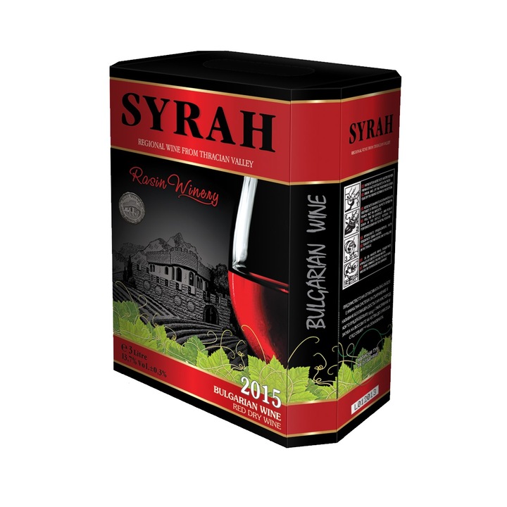 Червено вино Rasin Winery, Сира, Bag in box, 3л