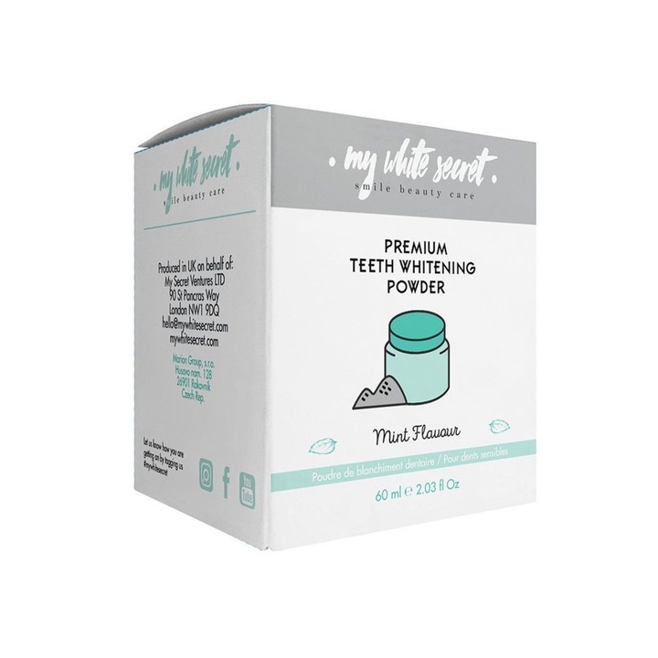 Pudra Organica din carbune Activ, My White Secret, pentru Albirea Dintilor, 60gr