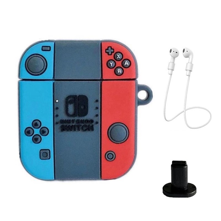 Husa casti, Silicon, Compatibila cu Apple AirPods 1/2, Multicolor