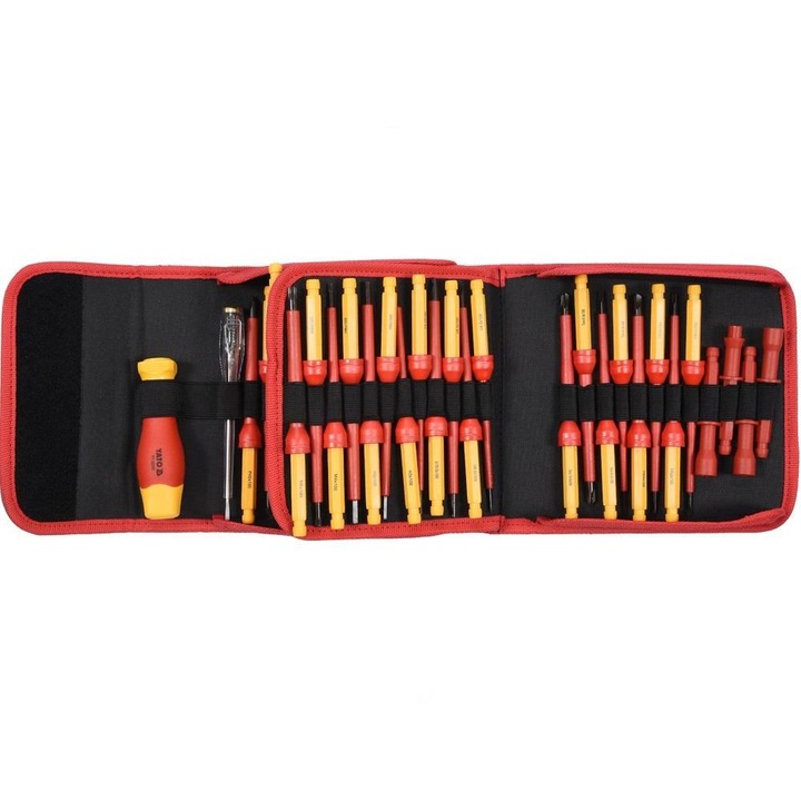 50 db cserélhető VDE csavarhúzó készlet Yato YT-28293, 1000V