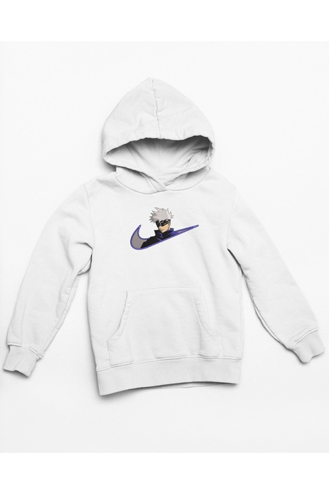 Аниме суичър с бродирана годжо от Jujutsu Kaisen, цвят бял, размер XL