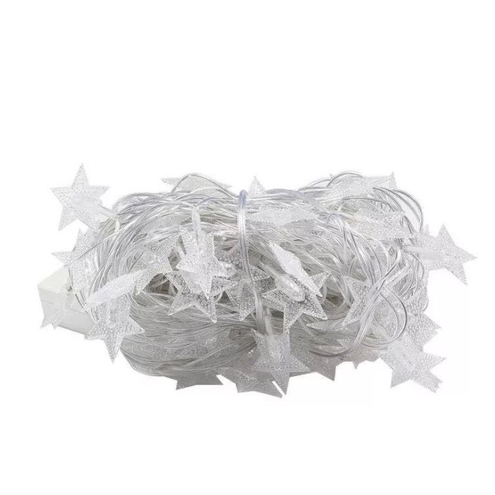 Instalatie de Craciun, liniara, stelute, 4m, 20 led-uri, lumina multicolor