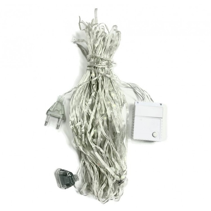 Set 2 bucati-Instalatie de Craciun, perdea luminoasa 3m/2m, 240 led-uri, 229 lumina multicolor