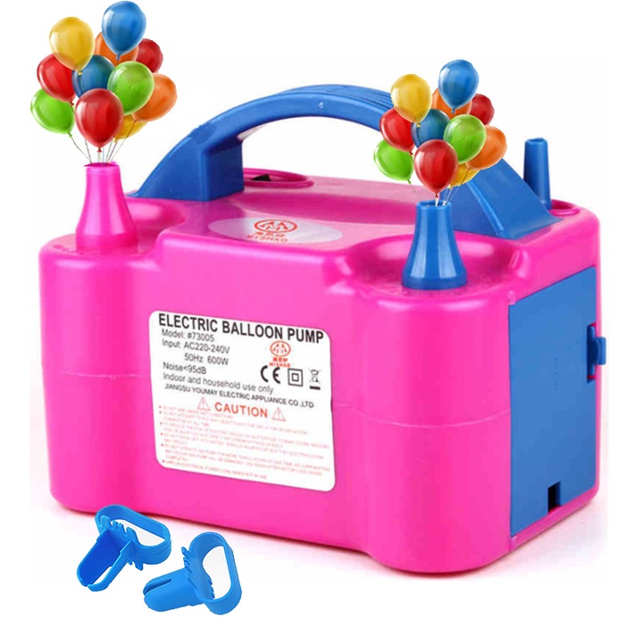 Pompa electrica pentru baloane, 20.5x13x17 cm, Roz