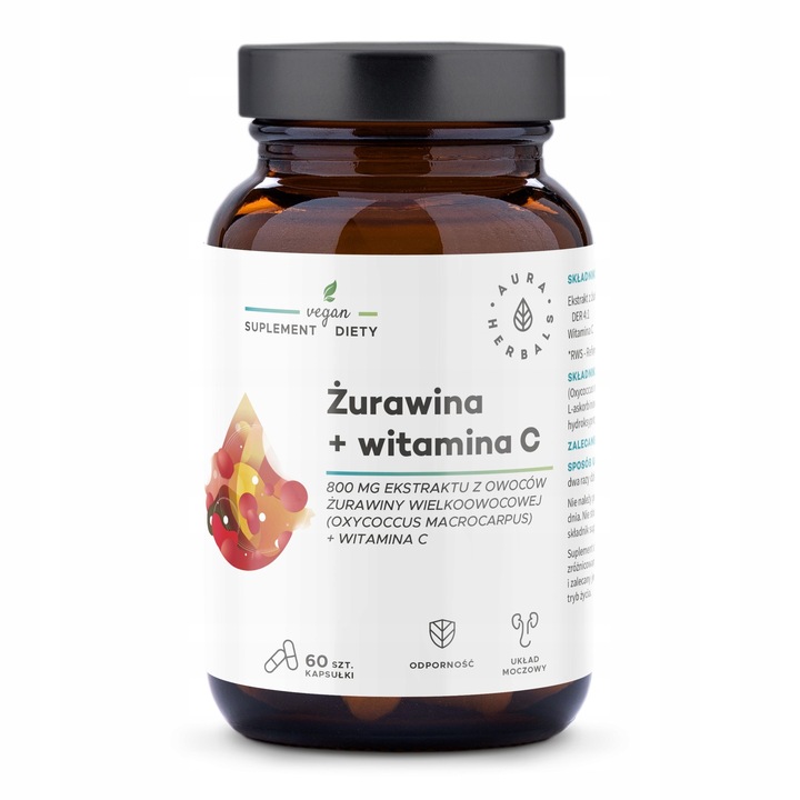 Suplimentar alimentar, Aura Herbals, Vitamina C, Merisoare, 60buc