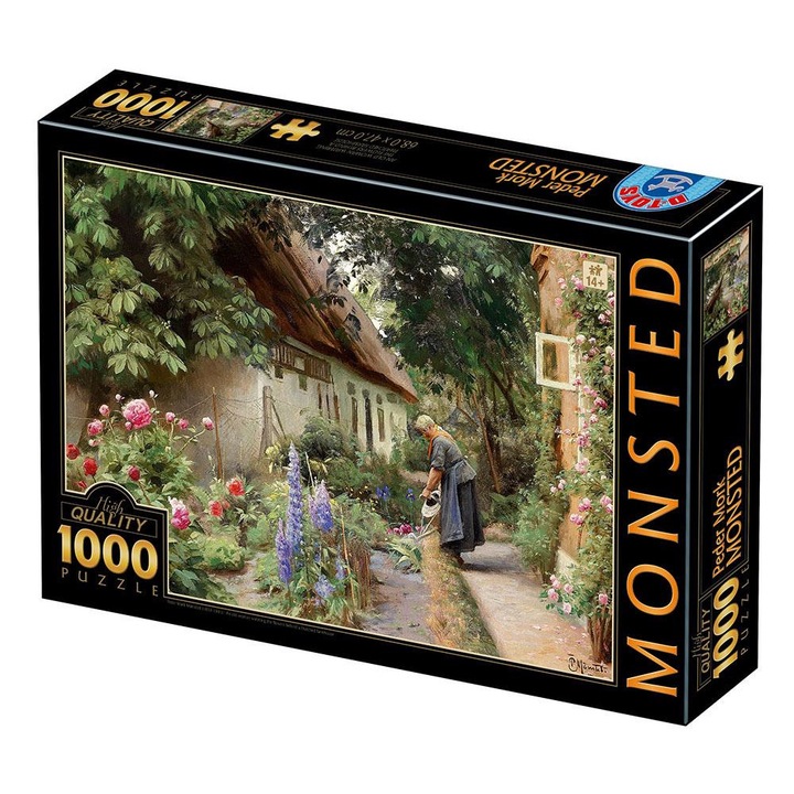 D-Toys - Пъзел Monsted - Стара жена полива цветята зад сламена ферма - 1000 части