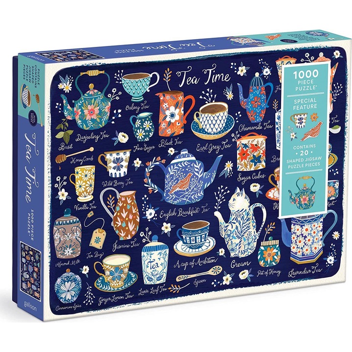 Galison - Teáskannák kékben 1000 db-os puzzle formázott darabbokkal