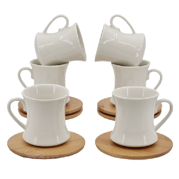 Сервиз за кафе Изчистена форма с бамбукови чинийки