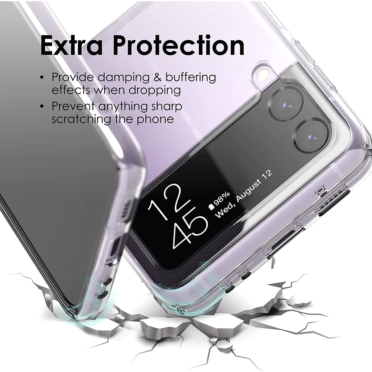 Husa TPU Antisoc pentru Samsung Z Flip 3, PremiumCell, Silicon, Protectie Antisoc, Camera Ultra Safe, Transparenta
