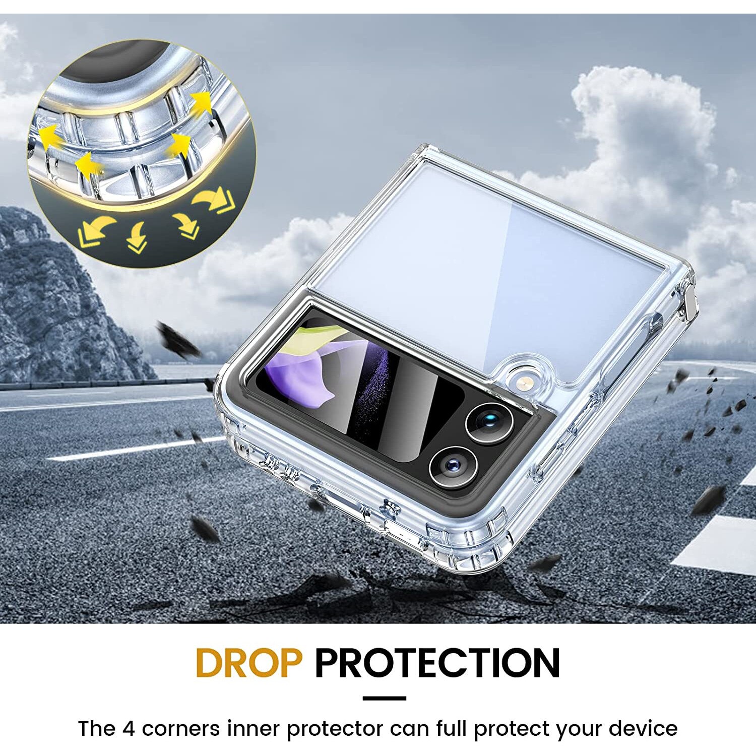 Husa TPU Antisoc pentru Samsung Z Flip 4, PremiumCell, Silicon, Protectie Antisoc, Camera Ultra Safe, Transparenta