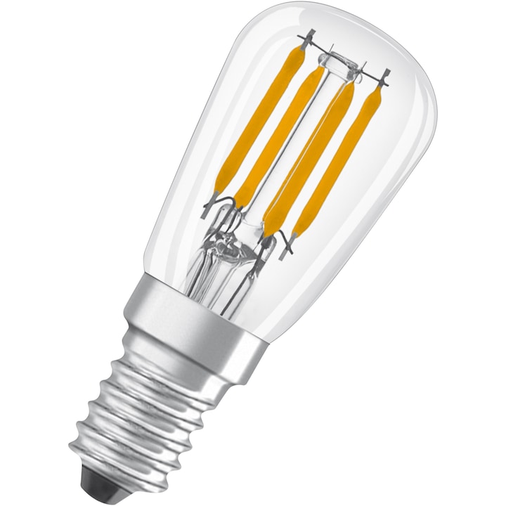 Bec LED filament pentru frigider Osram T26, E14, 2.8W, 250 lm, lumina calda (2700K), 230V, clasa energetica F