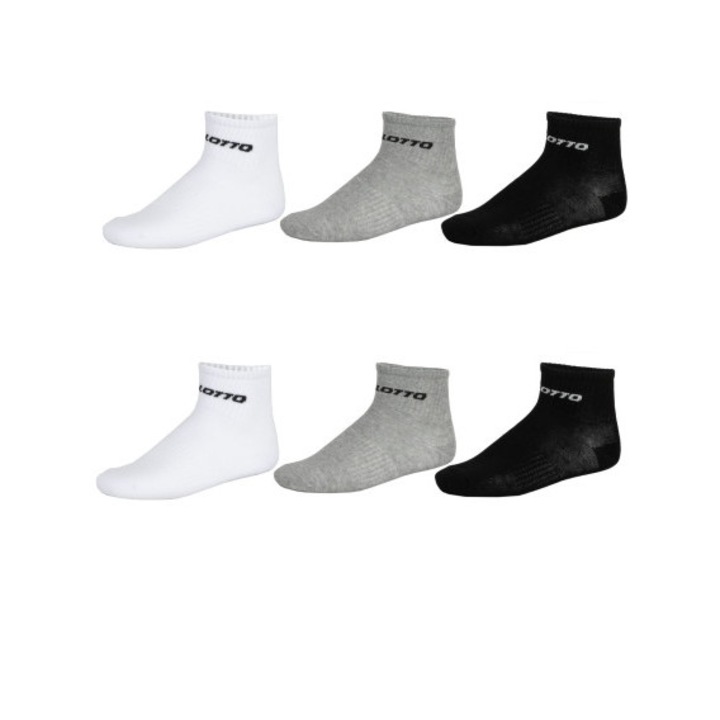 Комплект къси детски чорапи Лото 6 чифта, Бял/Черен, 31-34 EU