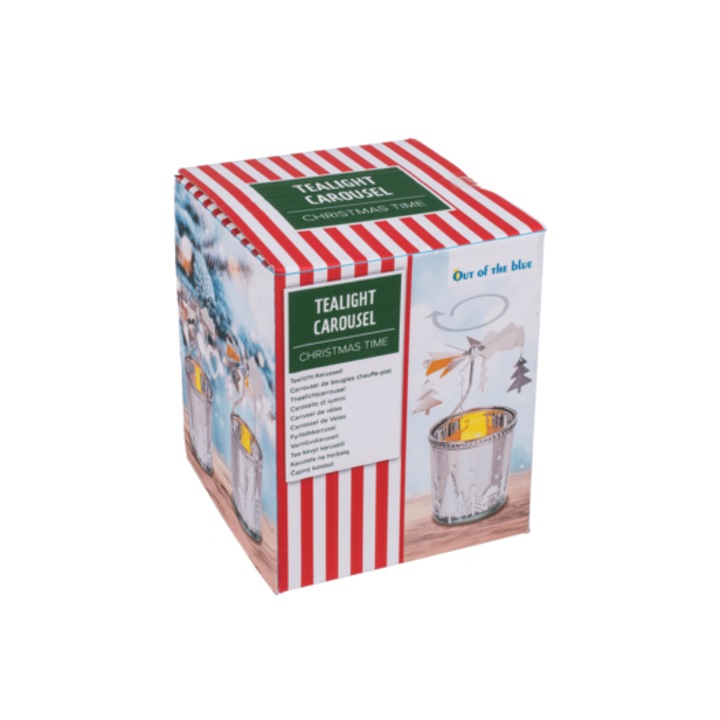 Pahar carusel argintiu LED pentru ceai, 10 x 12 cm, OOTB