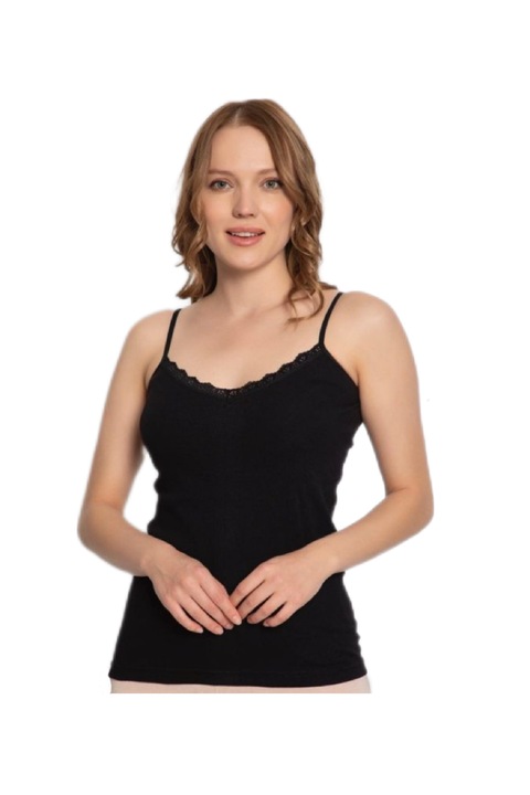 Комплект от 2 дамски потника, Pamuk, разноцветни, Черен