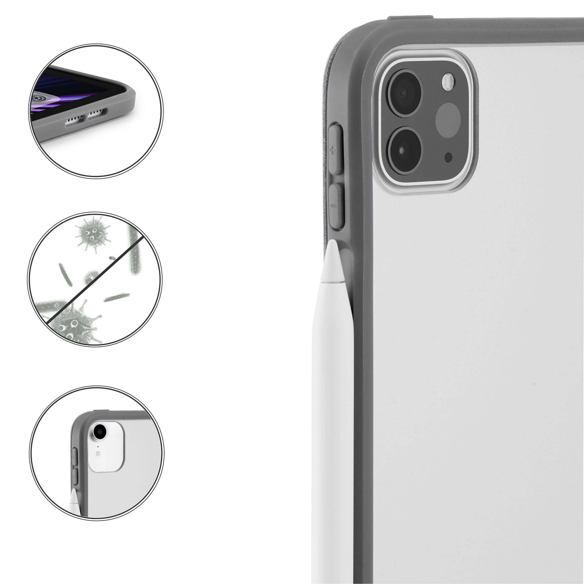 Husa Pipetto pentru iPad 11 Pro, 2021/2020/2018, Gri