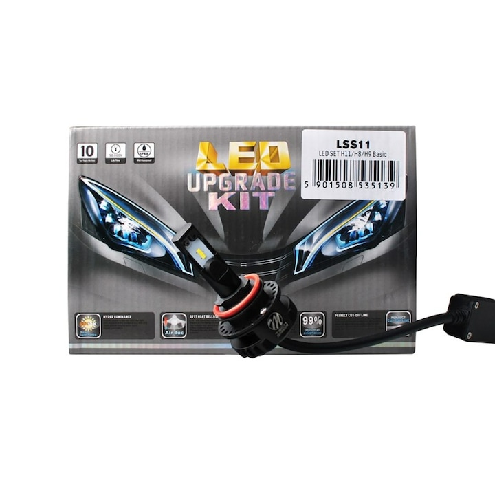 Комплект LED Upgrade Kit, M-Tech, H8/H9/H11, 12/24 V, 16 W, 5700K, Студено бяло