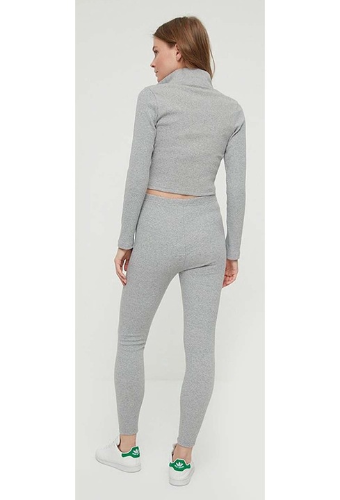 Trening tricotat dama cu bluza scurta, gri, Gri, XL