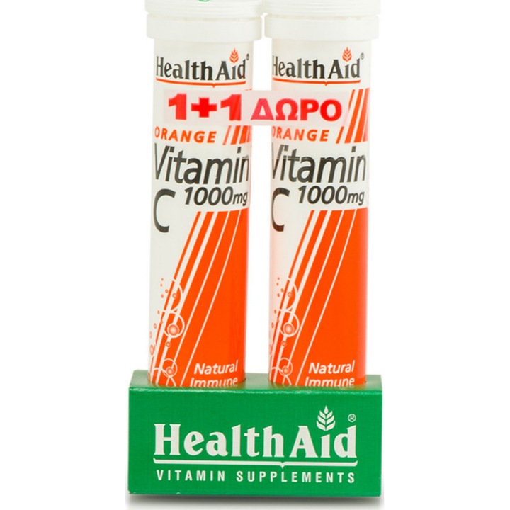 Vitamina C 1000 mg, Health Aid, 2 x 20 tablete efervescente