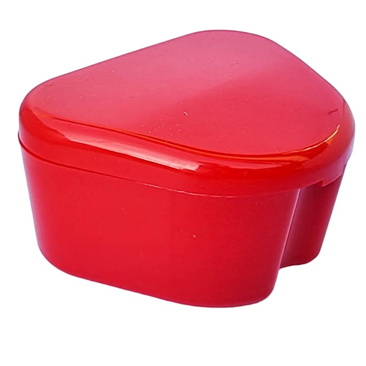 Cutie Depozitare, ZAMO®, pentru Proteza, Aparat Dentar, Lucrari Dentare, Culoare Rosie