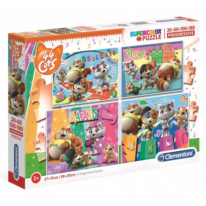 Clementoni - Puzzle 4 az 1-ben Macskák - 1 - 39 darab