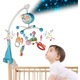 Carusel muzical cu rotire 360 de grade, cu pandantive colorate, cronometru, pronuntie numere in engleza, cantece vesele, proiector si Telecomanda, Blue
