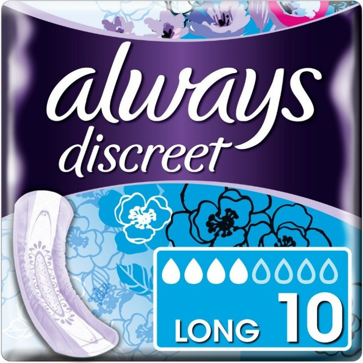 Абсорбенти Always Discreet Long, При уринарна инконтиненция, 10 бр