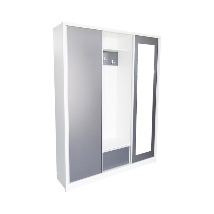 Cuier David Max Alb cu Gri, 153 x 38 x 194 cm