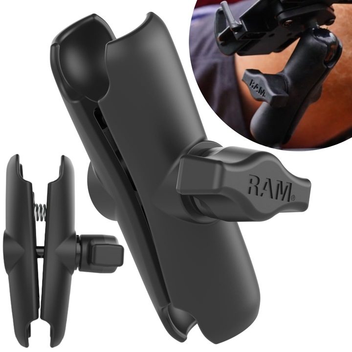 Монтажна/затягаща опора, Ram Mounts, За 1" щифтове, Алуминий, Черен