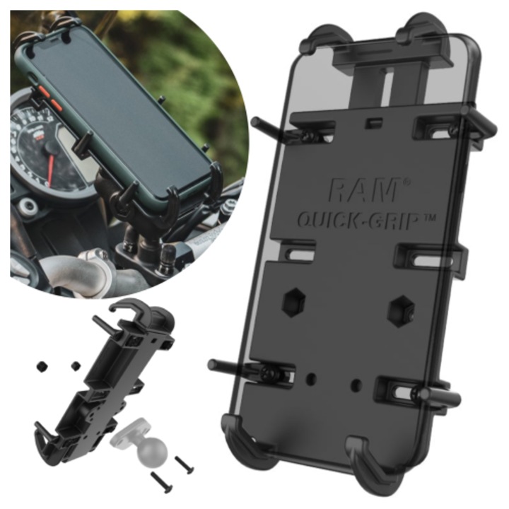 Ram Mounts Mobiltelefon tartó, univerzális, rugós szerkezet, fekete