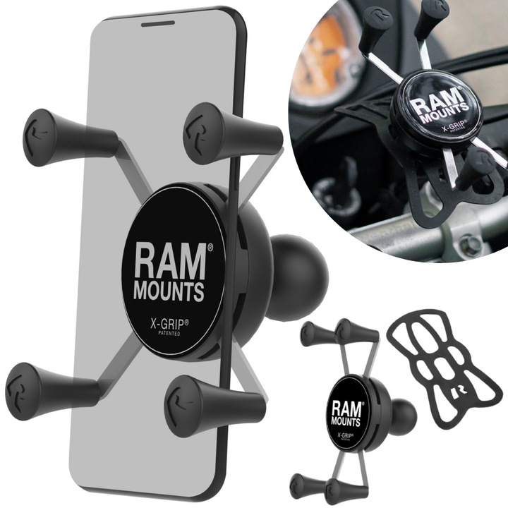 Стойка за мобилен телефон X-Grip, Ram Mounts, Универсална, Черен, Сферичен щифт 1"