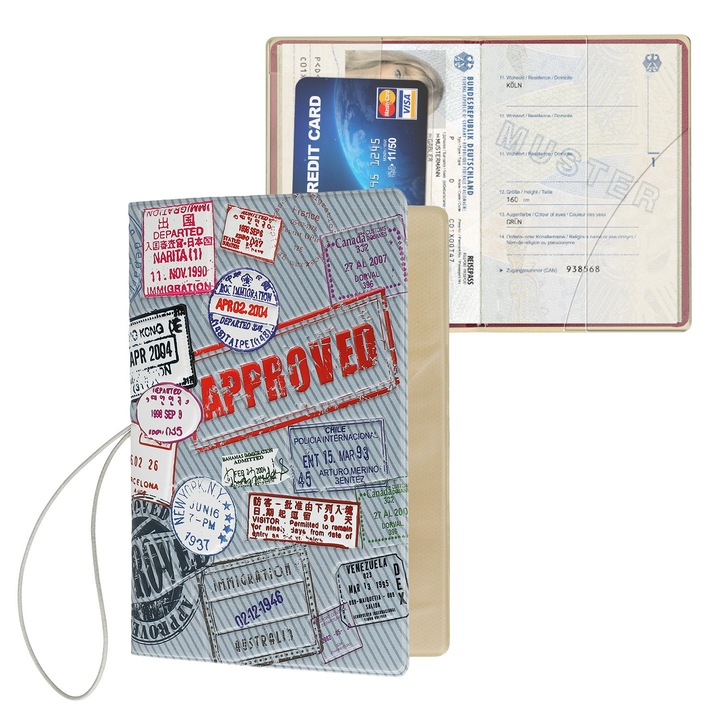 Husa de protectie pentru pasaport, Kwmobile, Multicolor, PVC, 49059.01