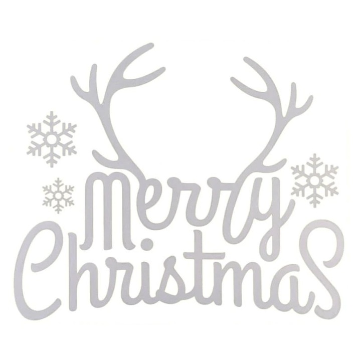 Dekoratív autómatrica készlet Merry Christmas, 3 db ezüst 30,5x5,5 cm
