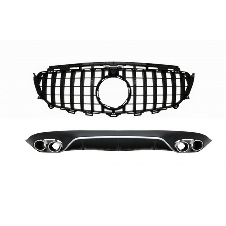 Difuzor Bara Spate cu Grila Centrala Neagra compatibil cu Mercedes E-Class C238 AMG Sport Line 2016-2019 E53 Design