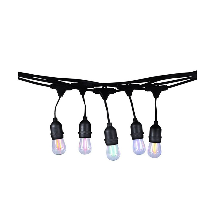 Ghirlanda luminoasa exterior, becuri RGB colorate, 150W max, 10m, negru