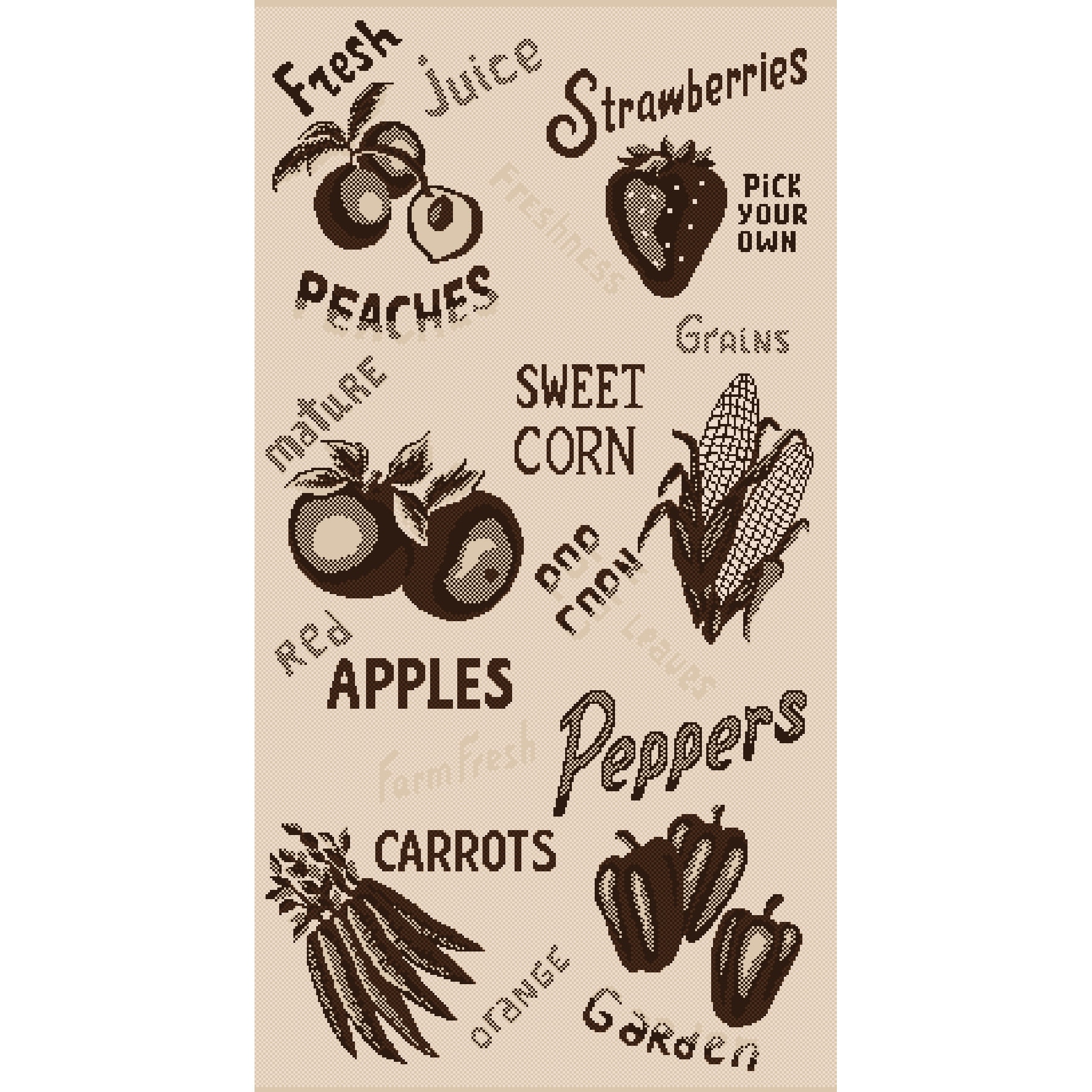 Covor pentru bucatarie, Natura Fruits and Veggies, 80x200 cm, 1500 gr/mp