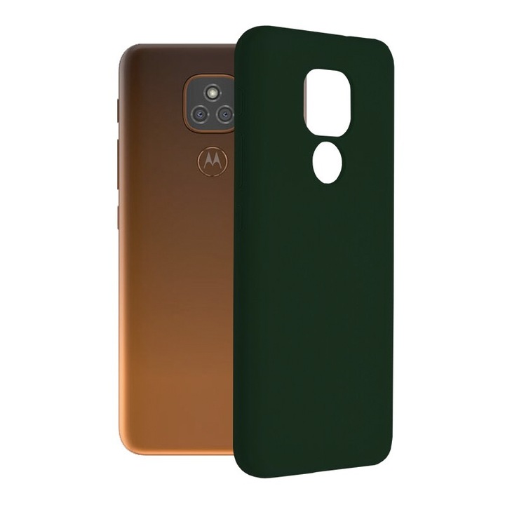 Силиконов калъф за Motorola Moto E7 Plus / Moto G9 Play, вътрешност от силикон TPU и микрофибър, технология Ultra Protection, зелен
