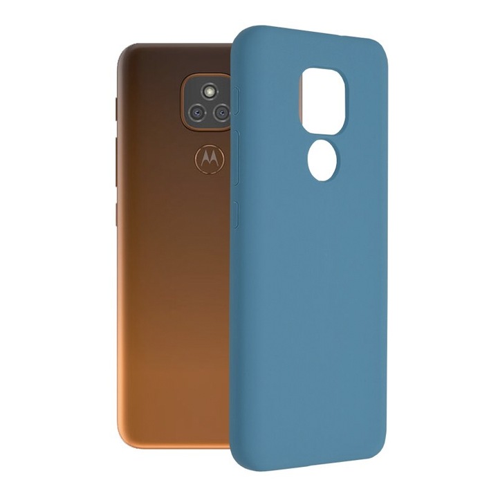 Силиконов калъф за Motorola Moto E7 Plus / Moto G9 Play, вътрешност от силикон TPU и микрофибър, технология Ultra Protection, син