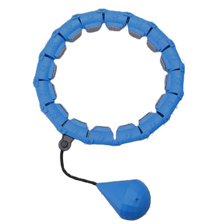 Фитнес обръч JUP Hula Hoop 8867-03, С допълнителна подвижна тежест, 24 подвижни възела, За отслабване, За талия 58-106см, Син